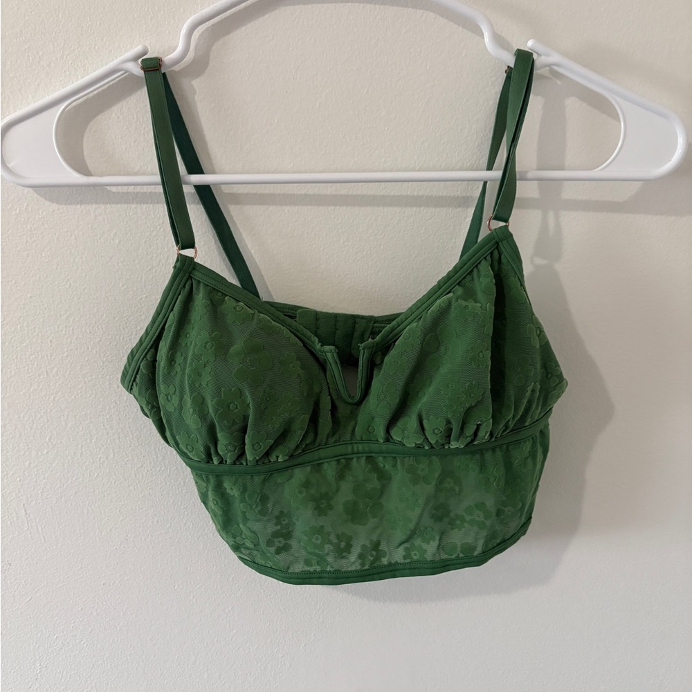 La SENZA Green Floral Lace Crop Top